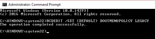How to enable legacy advanced boot option in Windows 10