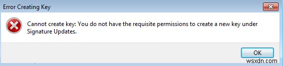 Fix Cannot create key error writing to the registry