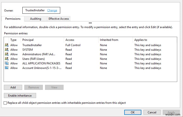 Fix Cannot create key error writing to the registry