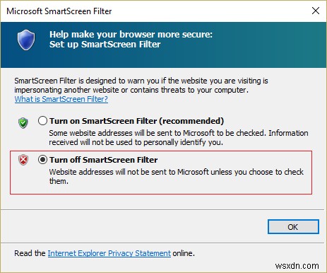 Disable SmartScreen Filter in Windows 10