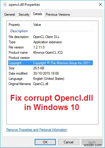 Fix corrupt Opencl.dll in Windows 10