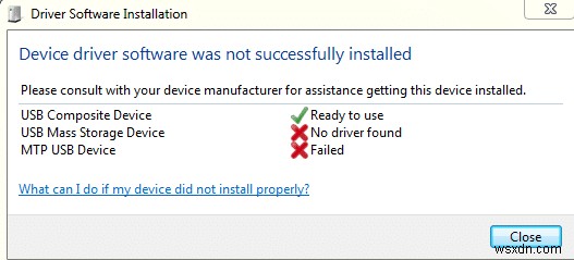 Fix MTP USB Device Driver Installation Failed