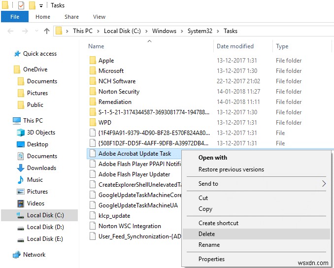 Fix The select task “{0}” no longer exists error