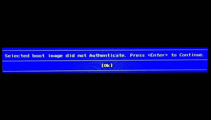 [FIXED] Selected boot image did not authenticate error