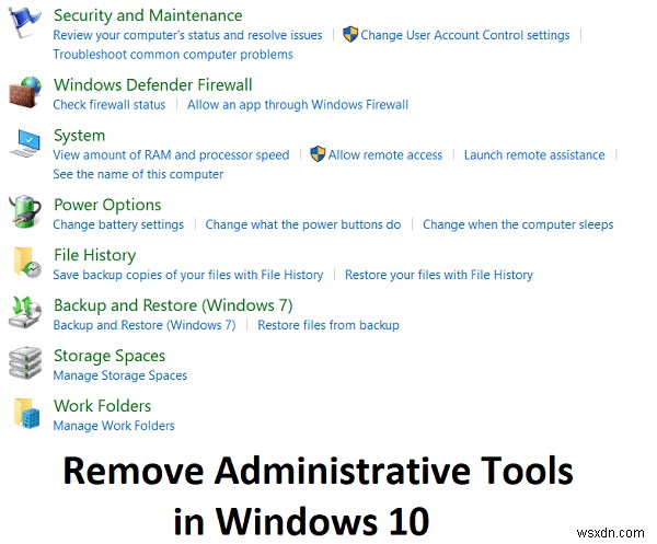 Remove Administrative Tools in Windows 10