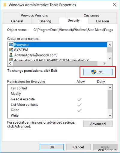 Remove Administrative Tools in Windows 10