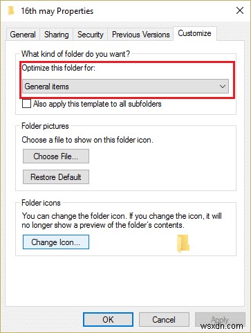 Change Template of a Drive, Folder, or Library in Windows 10