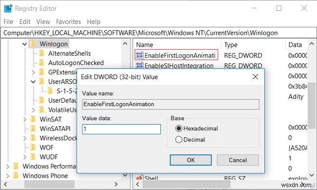Enable or Disable User First Sign-in Animation in Windows 10