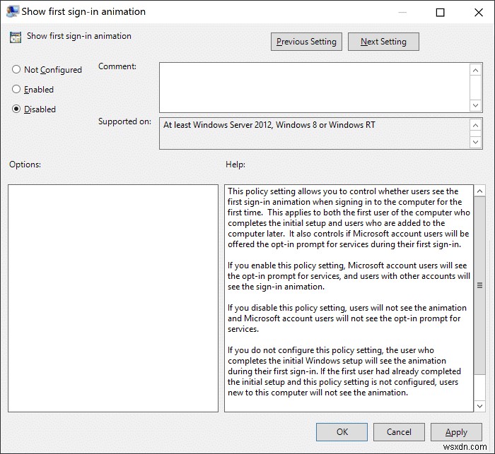 Enable or Disable User First Sign-in Animation in Windows 10
