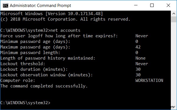 Change Maximum and Minimum Password Age in Windows 10