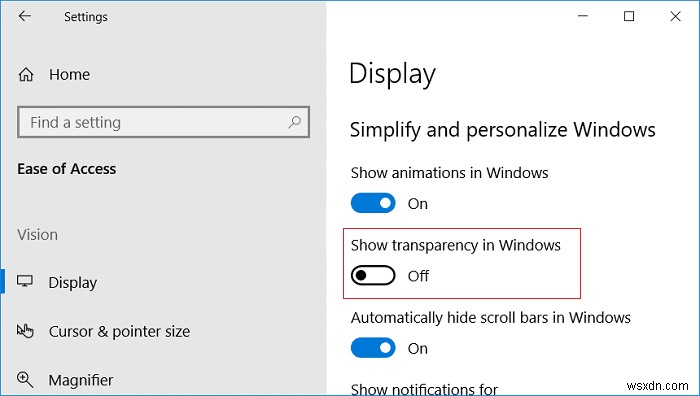 Enable or Disable Transparency Effects in Windows 10