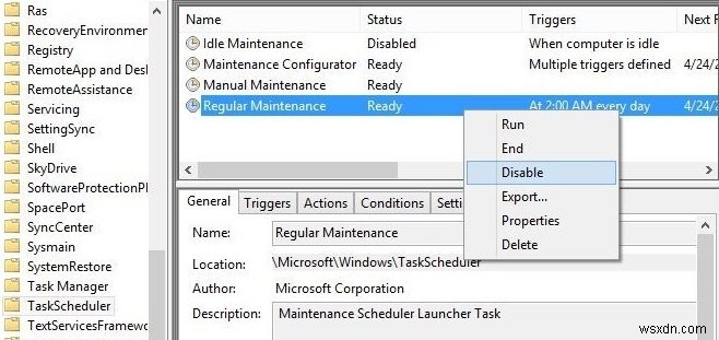 Disable Automatic Maintenance in Windows 10