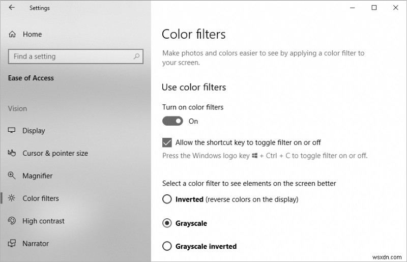 Enable or Disable Color Filters in Windows 10