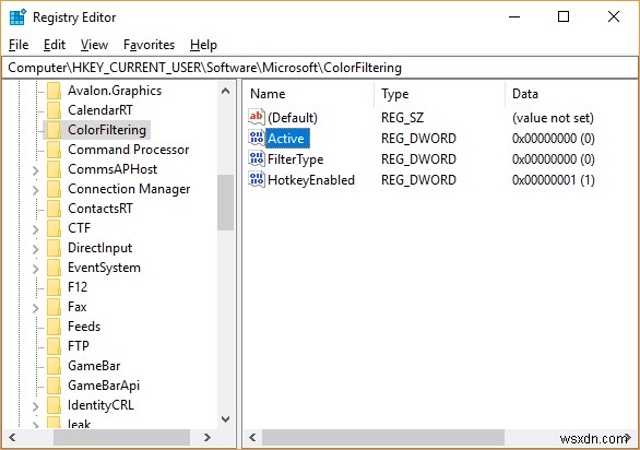 Enable or Disable Color Filters in Windows 10