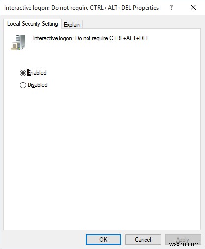 Enable or Disable Secure Login in Windows 10