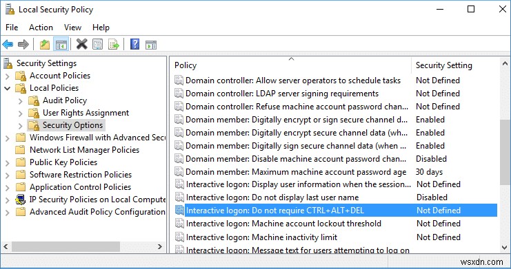 Enable or Disable Secure Login in Windows 10