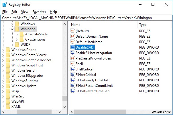 Enable or Disable Secure Login in Windows 10