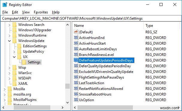 Defer Feature and Quality Updates in Windows 10