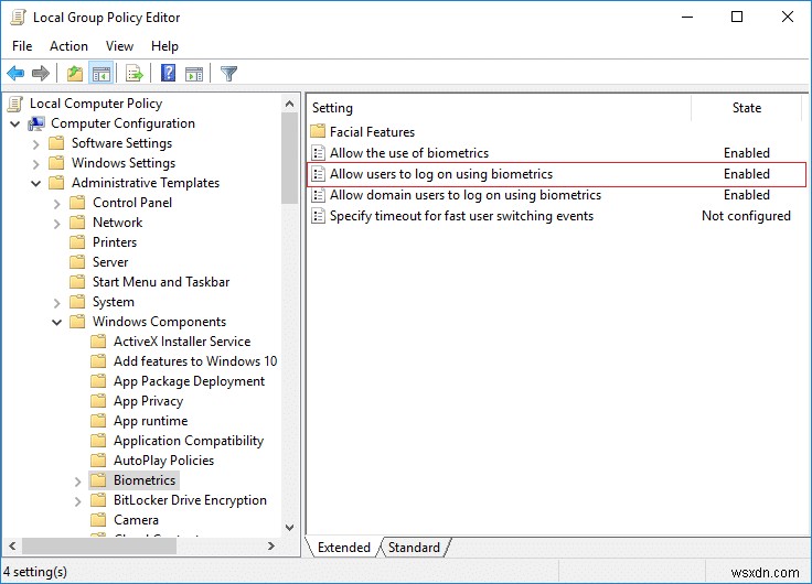 Enable or Disable Domain Users Sign in to Windows 10 Using Biometrics