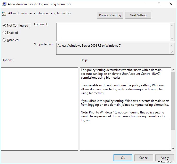 Enable or Disable Domain Users Sign in to Windows 10 Using Biometrics