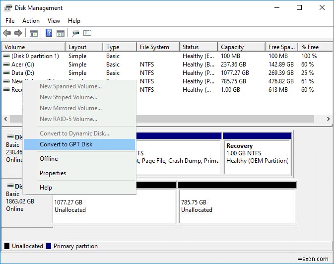 How to Convert GPT Disk to MBR Disk in Windows 10