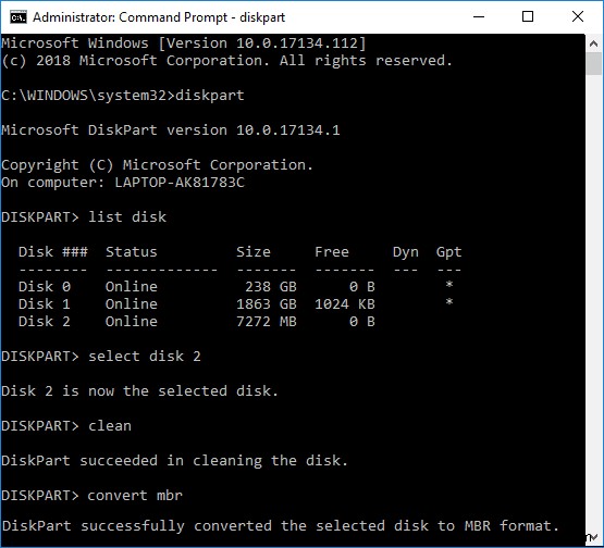 How to Convert GPT Disk to MBR Disk in Windows 10