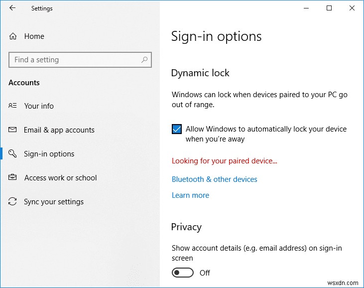 How to use Dynamic Lock in Windows 10