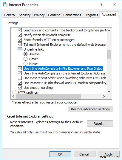 Enable or Disable Inline AutoComplete in Windows 10