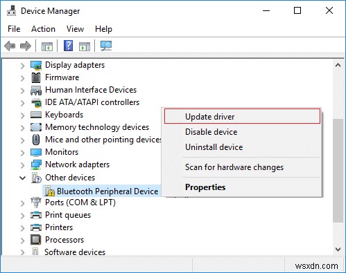 Fix Bluetooth Peripheral Device Driver Not Found Error