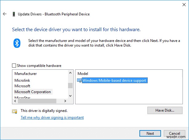Fix Bluetooth Peripheral Device Driver Not Found Error