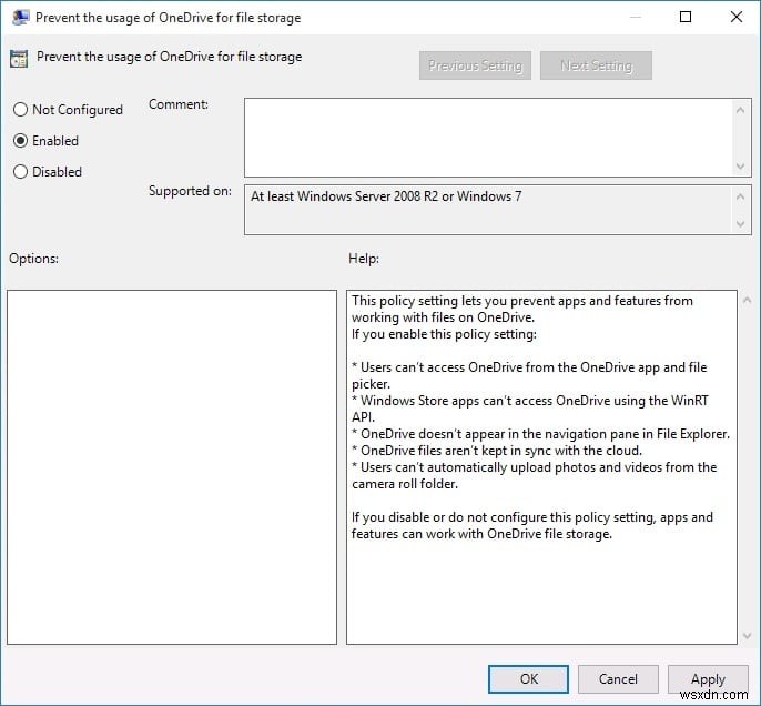 Disable OneDrive on Windows 10 PC