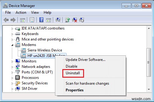 Fix Error 651: The modem (or other connecting device) has reported an error