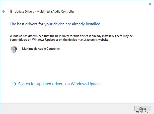 Fix Multimedia Audio Controller Driver Issue