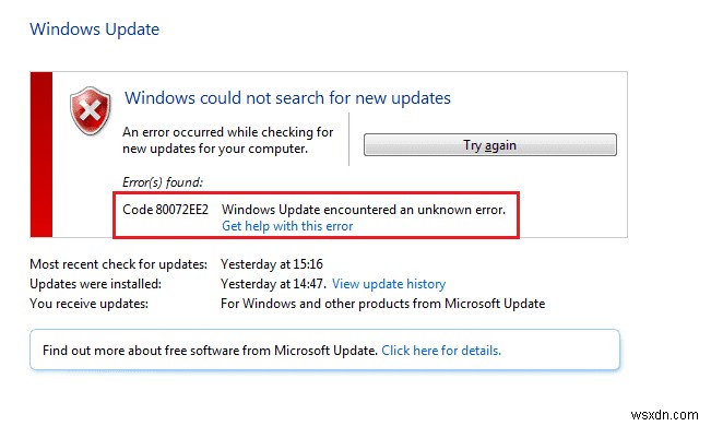How to Fix Windows Update Error 80072ee2