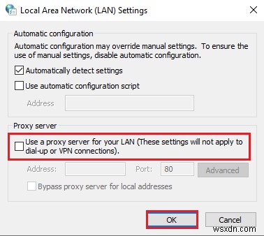 Fix Windows could not automatically detect this Network’s Proxy settings