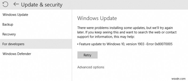Fix Windows Update Error 0x80070005