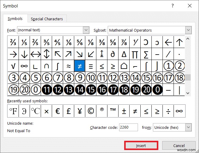 How to Type Does Not Equal Sign in Windows 10