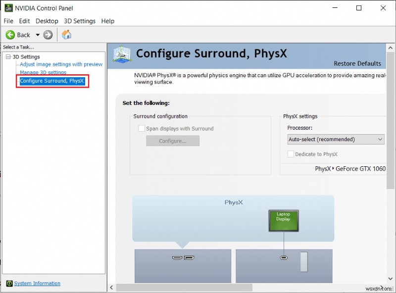How to Configure Surround PhysX Configuration