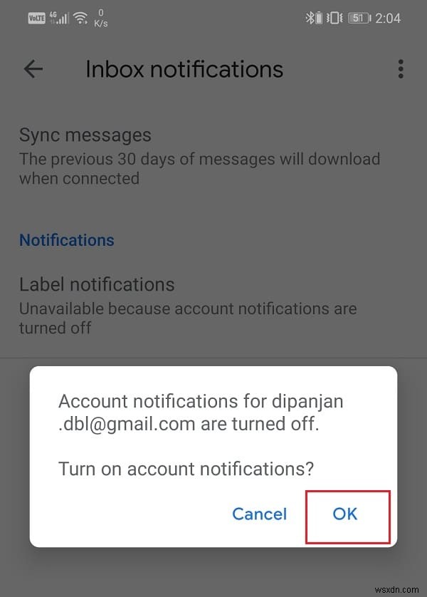 Fix Gmail app is not syncing on Android