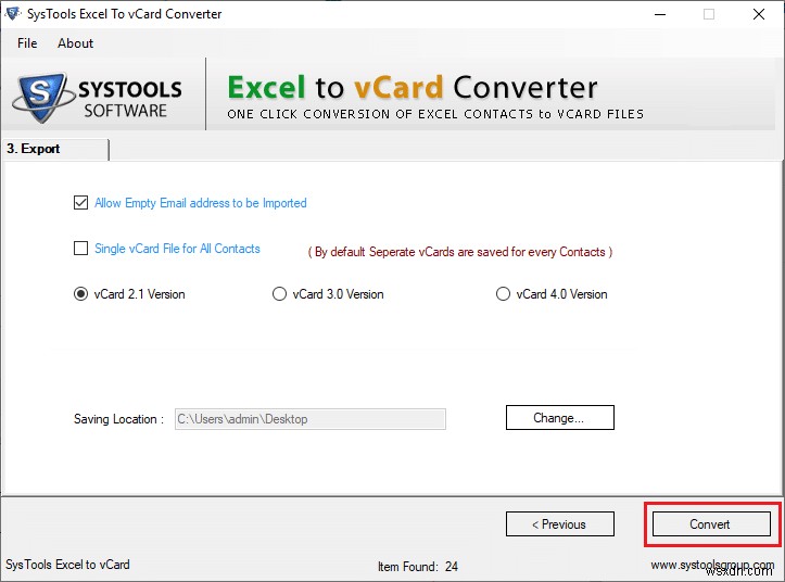 How to convert Excel (.xls) file to vCard (.vcf) file?