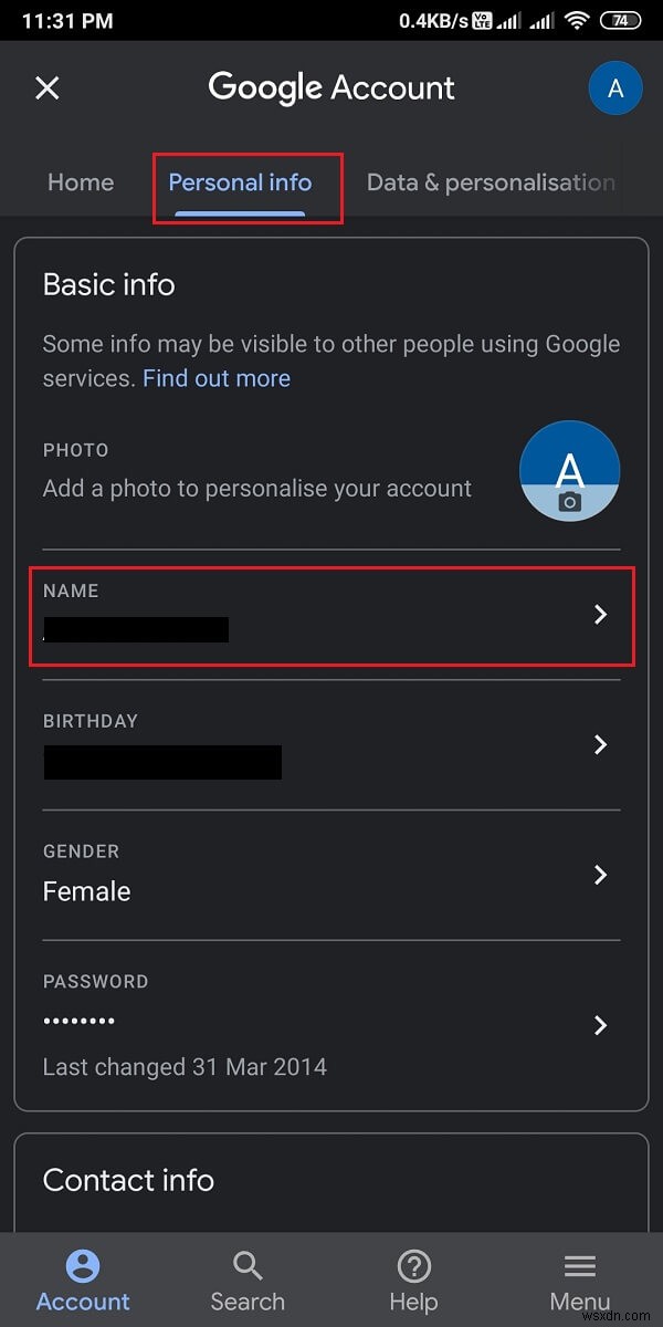 Change Your Name, Phone Number and Other Info in Google Account