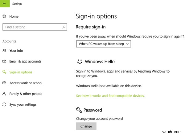 How to Add, Change, Remove or Set Sign-in Options on Windows 10