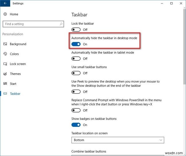 How to Auto-hide Taskbar in Windows 10