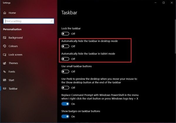 How to Auto-hide Taskbar in Windows 10