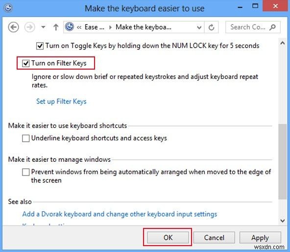 How to Turn on and Turn off Filter Keys in Windows 8 And 7