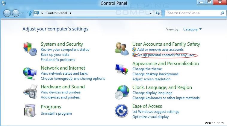 How to enable parental control in Windows 8