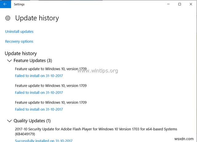 FIX: Windows 10 Update 1709 fails to install (Solved)