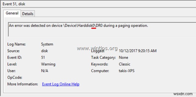 FIX: Warning Disk Event 51 An error detected on device during paging operation.