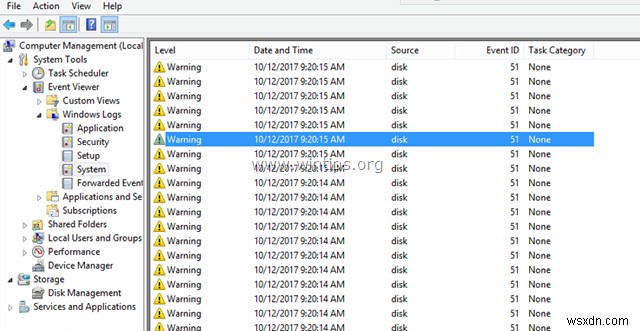 FIX: Warning Disk Event 51 An error detected on device during paging operation.