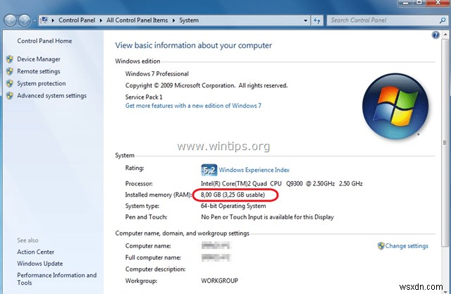 How to fix: Only 3.25 GB Usable of 8GB Installed RAM.